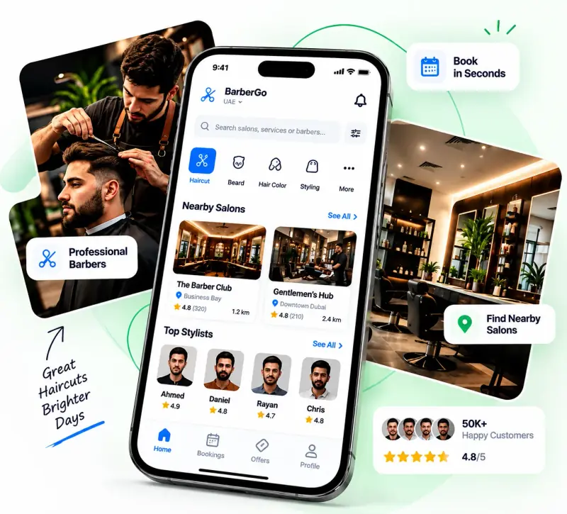 BarberGo - Mobile App Case Study & UI Showcase